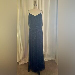 Adrianna Papell Black Beaded Maxi Dress